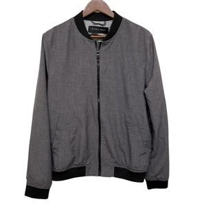 ZARA Man Charcoal Grey Black Full Zip Bomber Jacket Men’s XL